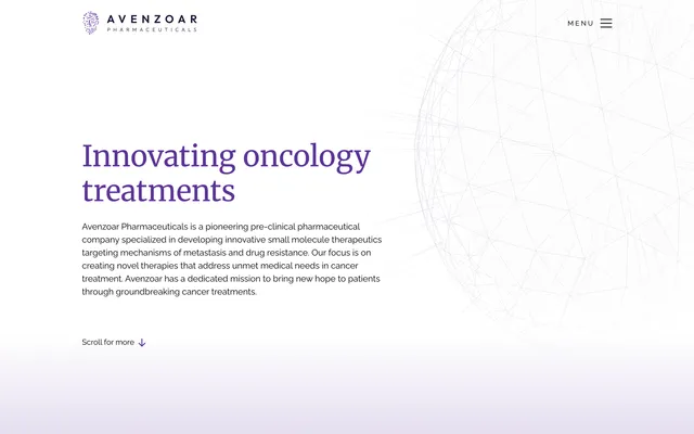 Screenshot of the Avenzoar Pharmaceuticals website